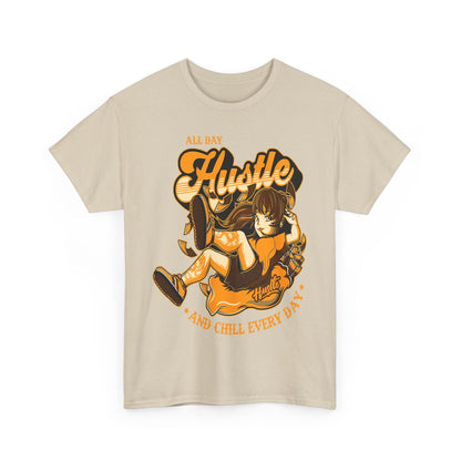 All Day Hustle Unisex Heavy Cotton Tee - Chill Vibes Graphic Tee