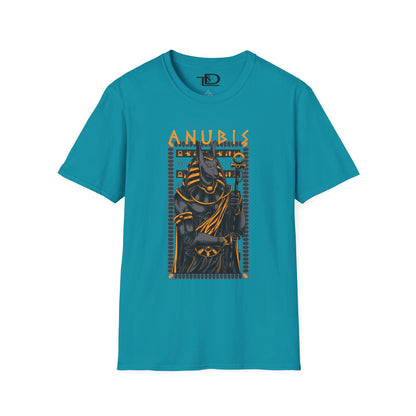 Anubis Unisex Softstyle T-Shirt, Egyptian Mythology Tee, Graphic Tee, Casual Wear for Fans, Gift for Halloween or Birthdays