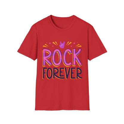Rock Forever Unisex Softstyle T-Shirt, Music Lover Tee, Gift for Musicians, Festival Apparel, Rock Band T-Shirt
