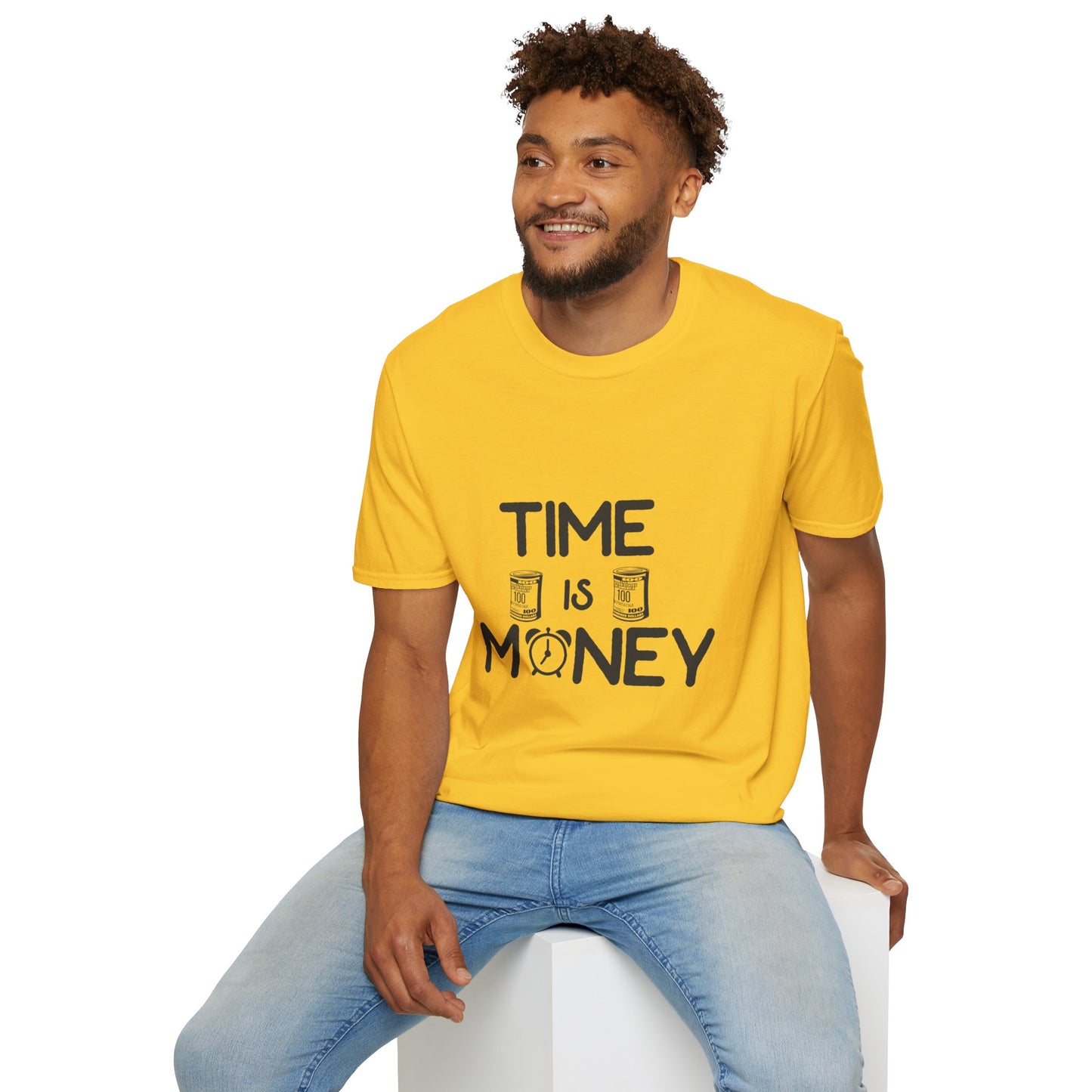 Inspirational Unisex Softstyle T-Shirt - "Time is Money" Statement Tee for Financial Motivators