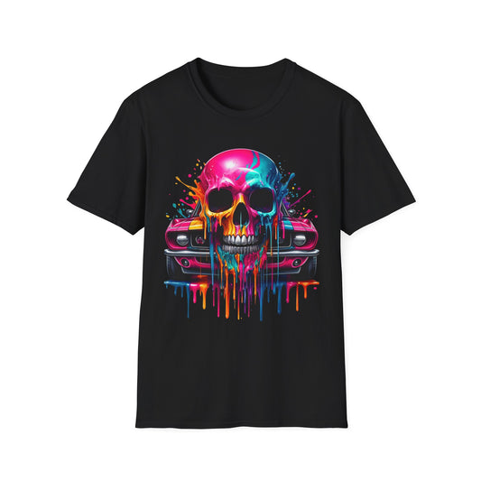 Vibrant Skull & Car Unisex Softstyle T-Shirt