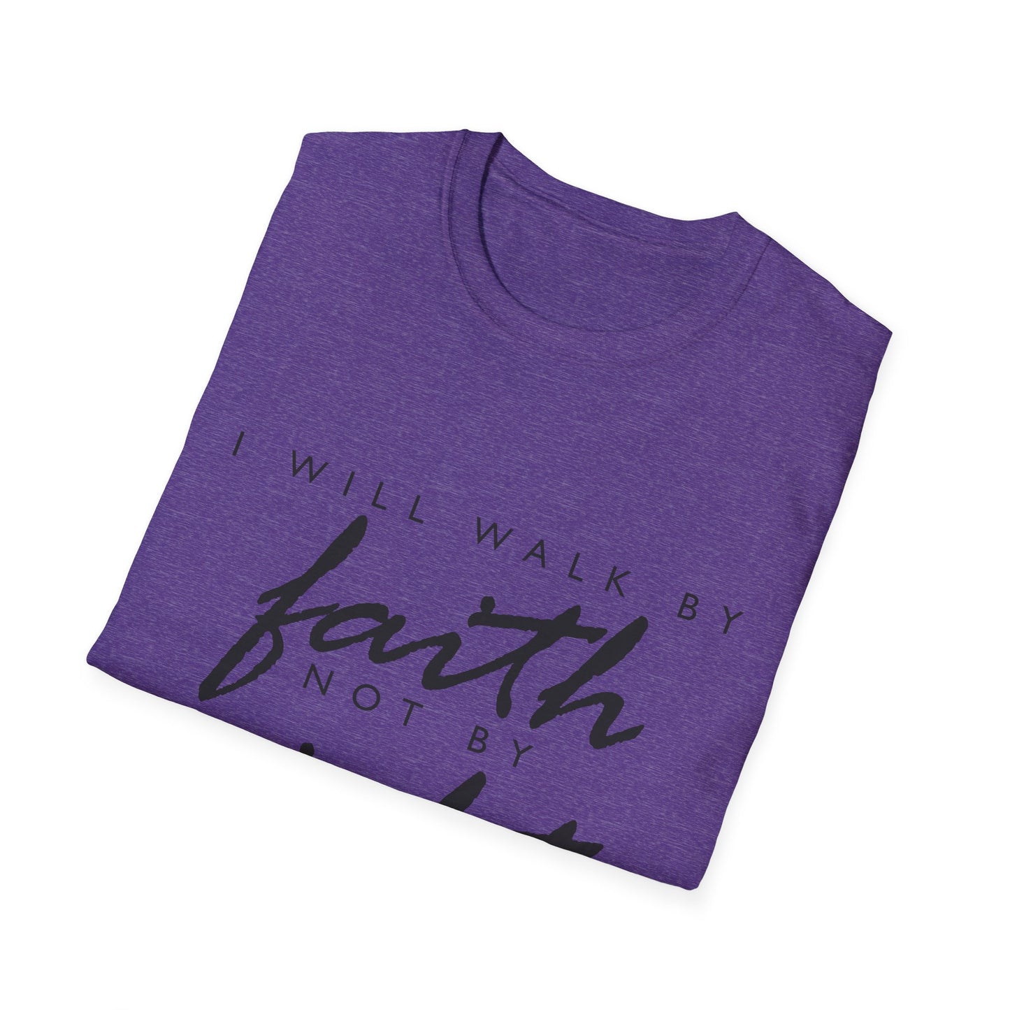 Inspirational Faith T-Shirt - Walk by Faith Not by Sight - Unisex Softstyle Tee