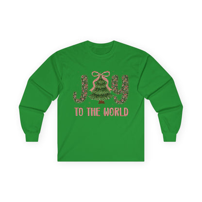 Joy to the World Long Sleeve Tee — Christmas Tree Holiday Shirt
