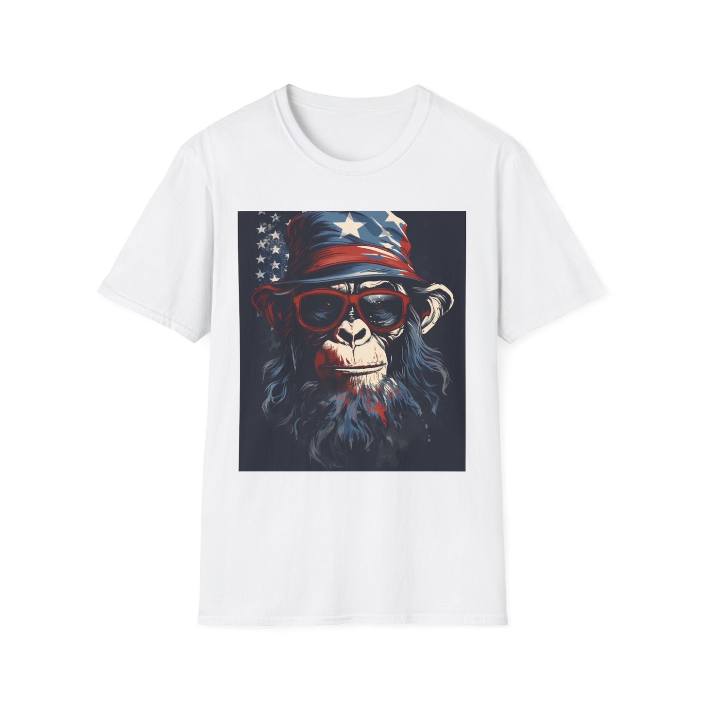 Patriotic Monkey Graphic T-Shirt, Fourth of July Tee, Summer Clothing, Unisex Casual Wear, Fun Gift for Animal Lovers, USA Pride Shirt