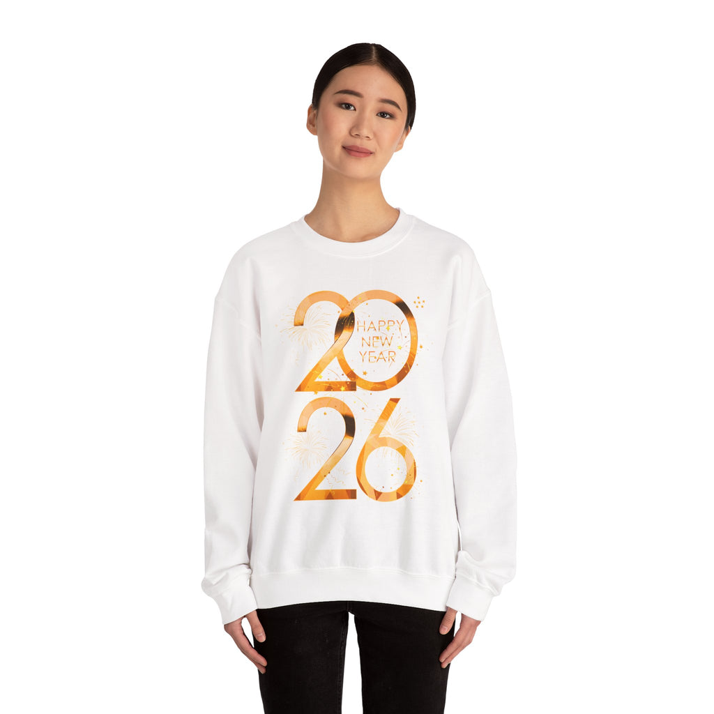 2026 Happy New Year Sweatshirt — Gold Foil Celebration Crewneck