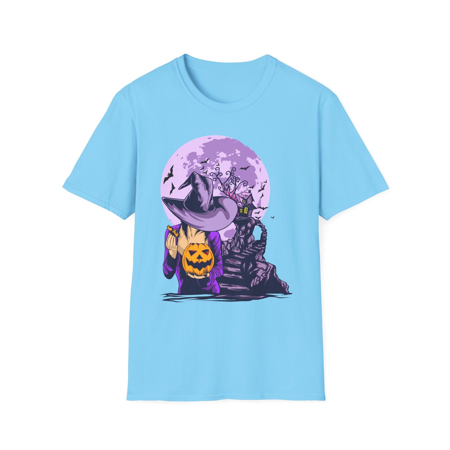 Halloween Witch T-Shirt, Unisex Softstyle Tee, Spooky Season Apparel, Pumpkin Graphic Shirt, Trick or Treat Shirt