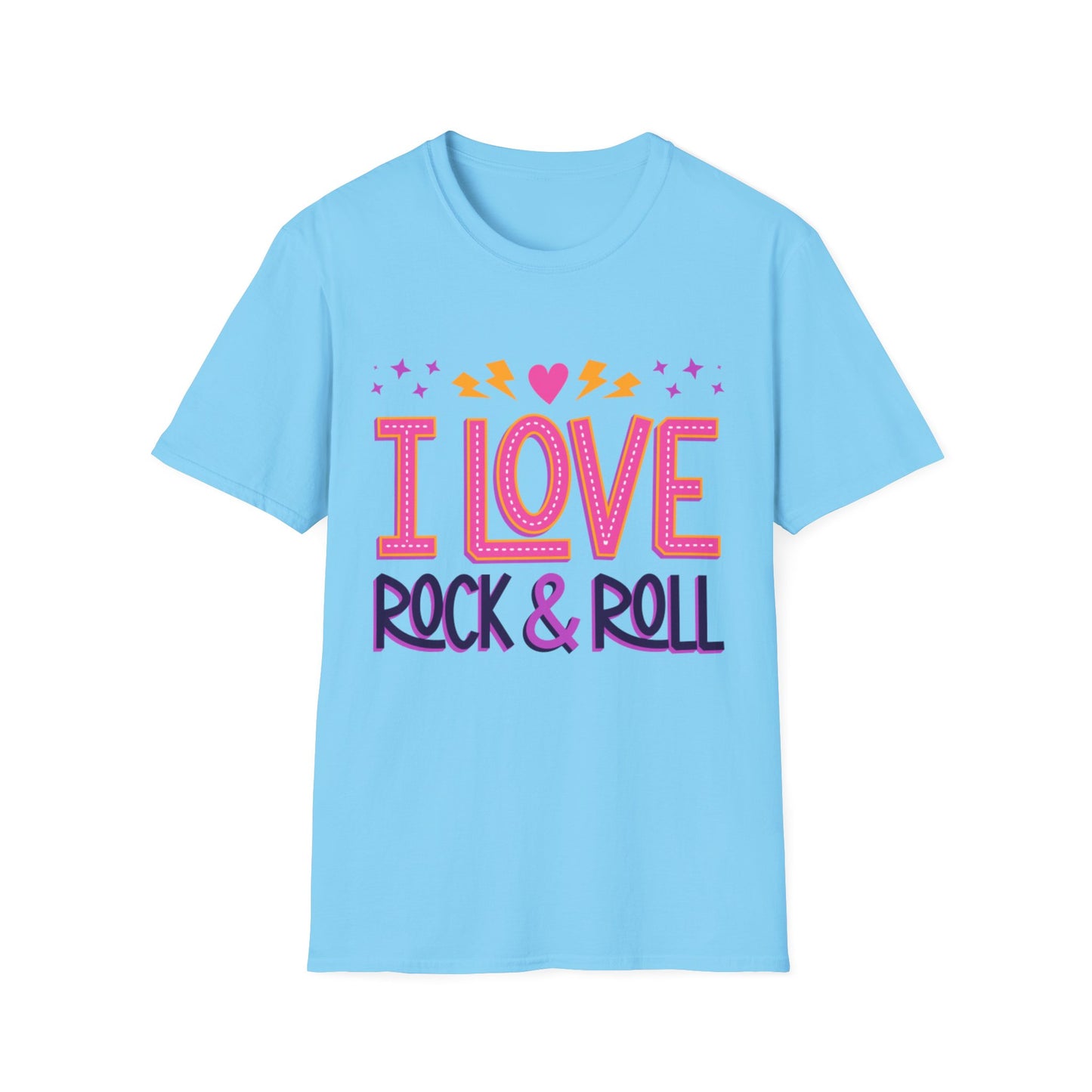 I Love Rock & Roll Unisex Softstyle T-Shirt - Vintage Music Tee, Concert Outfit, Music Lover Gift, Festival Shirt, Casual Everyday Wear