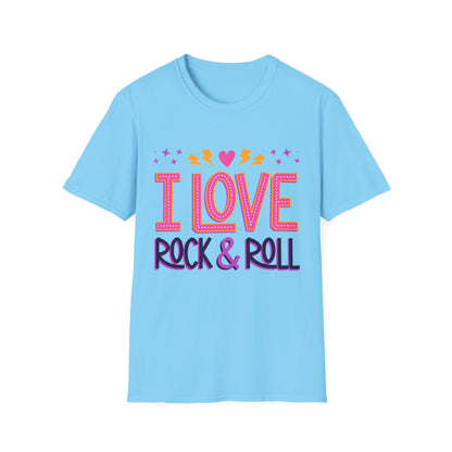 I Love Rock & Roll Unisex Softstyle T-Shirt - Vintage Music Tee, Concert Outfit, Music Lover Gift, Festival Shirt, Casual Everyday Wear