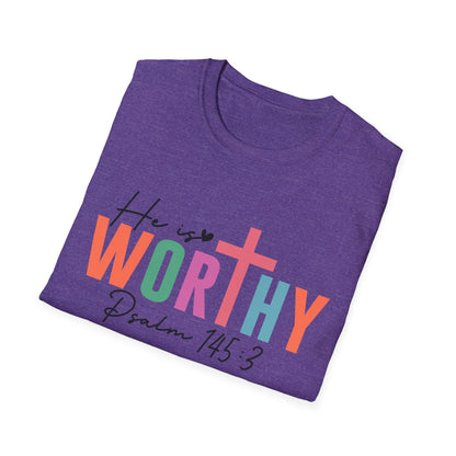 He is Worthy T-Shirt, Unisex Christian Tee, Psalm 145 3 Shirt, Inspirational Gift, Faith-Based Apparel, Church Outfit
