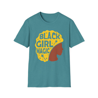 Empowerment Tee: Black Girl Magic Unisex Softstyle T-Shirt, Affirmation Shirt, Gift for Her, Inspirational Apparel, Cultural Pride Wear