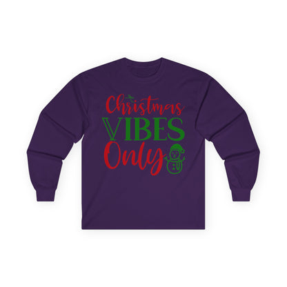Christmas Vibes Long Sleeve Tee, Holiday Apparel, Unisex Tee, Festive Shirt, Winter Wear, Christmas Gift, Seasonal Fashion