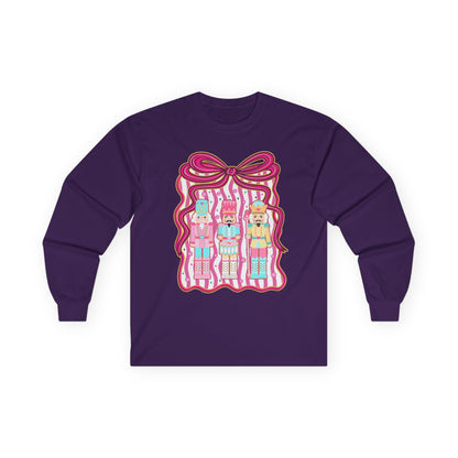 Long Sleeve Tee — Cute Kawaii Nutcracker Dolls with Bow Graphic