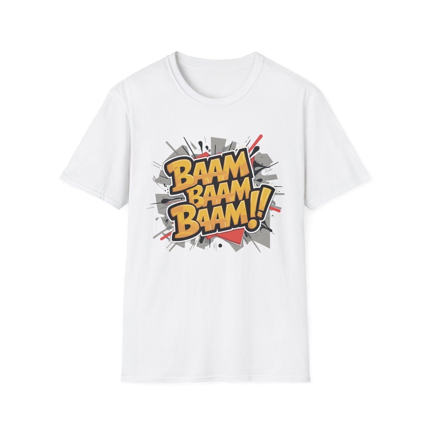 Bam Bam Bam Unisex Softstyle T-Shirt | Fun Graphic Tee for Casual Wear, Gift for Friends, Comic Fans, Birthday, Everyday Style