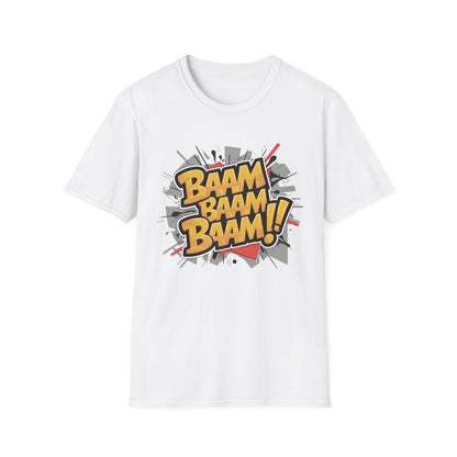 Bam Bam Bam Unisex Softstyle T-Shirt | Fun Graphic Tee for Casual Wear, Gift for Friends, Comic Fans, Birthday, Everyday Style
