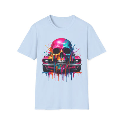 Vibrant Skull & Car Unisex Softstyle T-Shirt