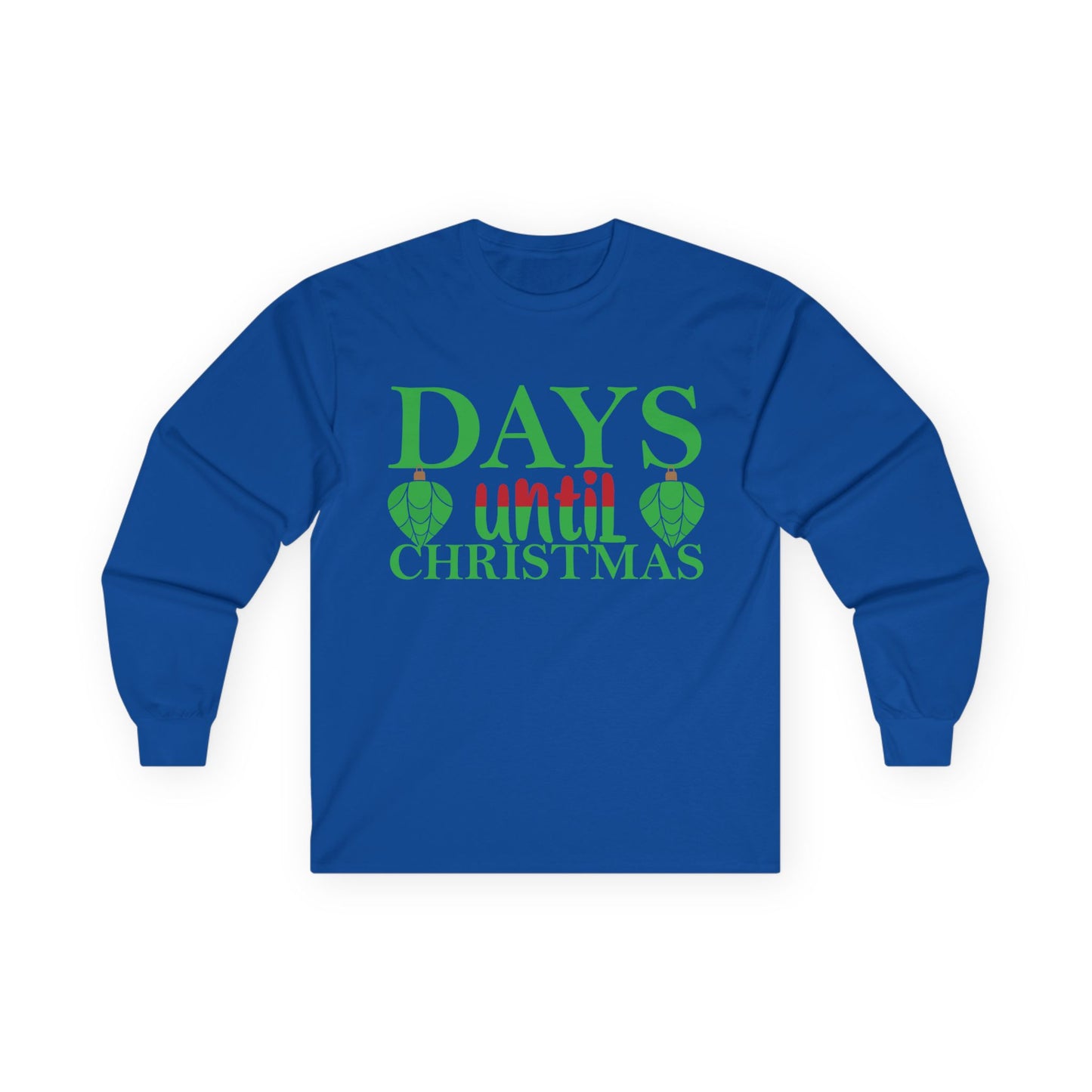 Christmas Countdown Long Sleeve Tee, Holiday Shirt, Unisex Christmas Apparel, Countdown to Christmas Gift, Seasonal T-Shirt