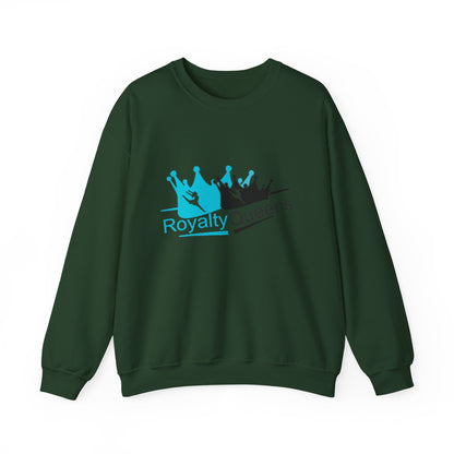 Crewneck Sweatshirt - "Royalty Queens" Crown Logo Graphic (Blue & Black)