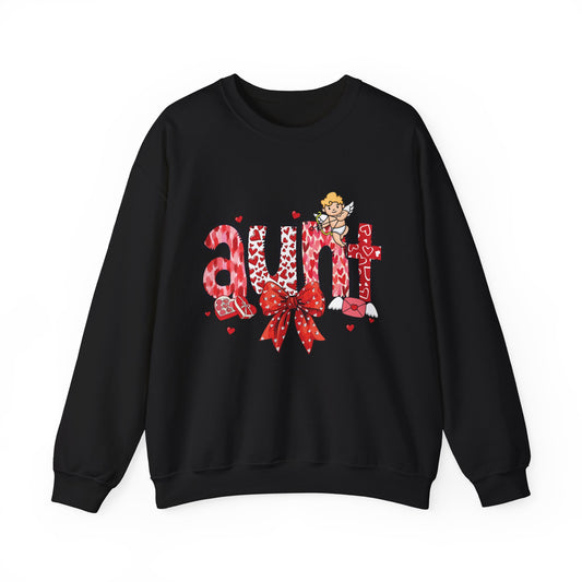 Aunt Valentine Sweatshirt — Cute Cupid & Heart Pattern Crewneck