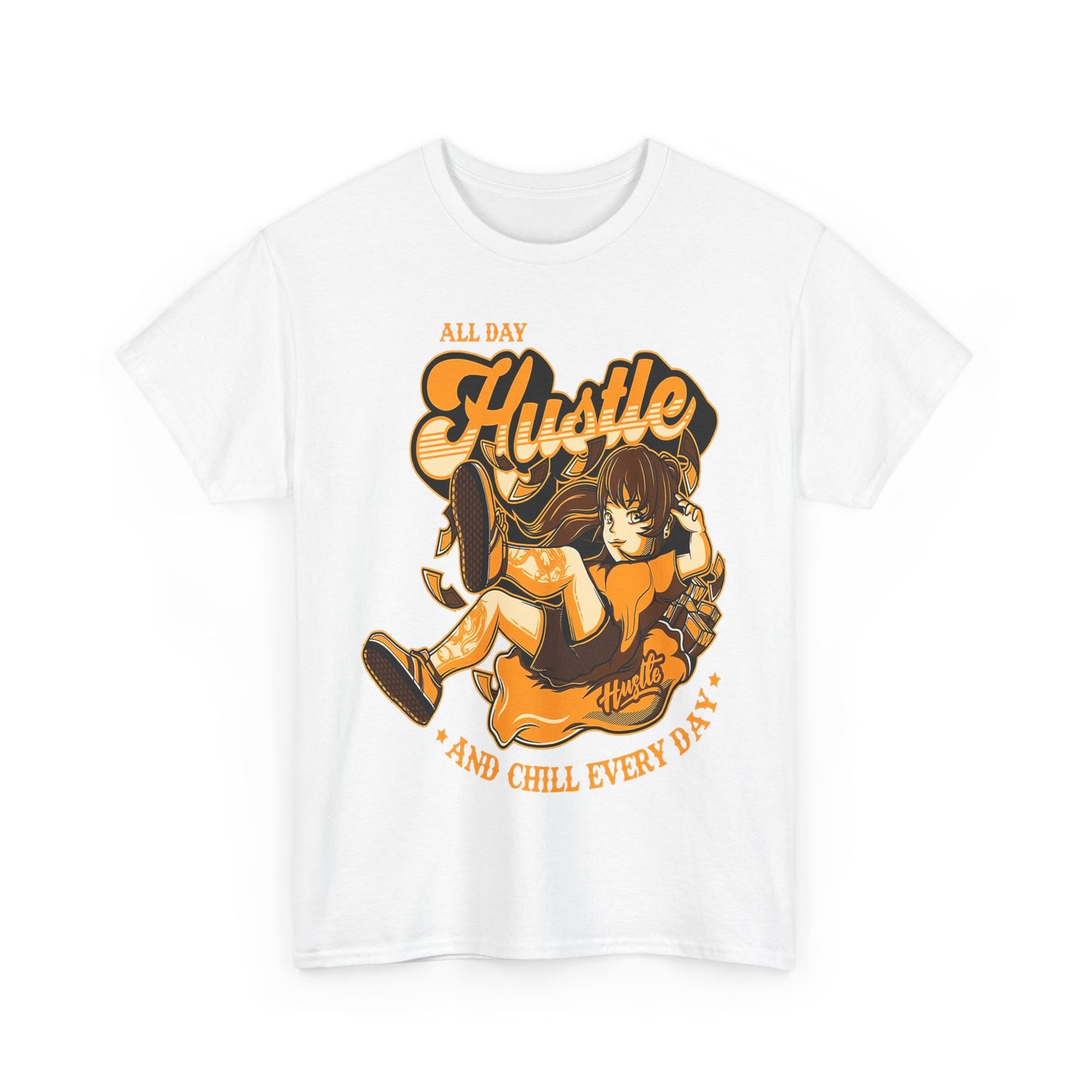 All Day Hustle Unisex Heavy Cotton Tee - Chill Vibes Graphic Tee