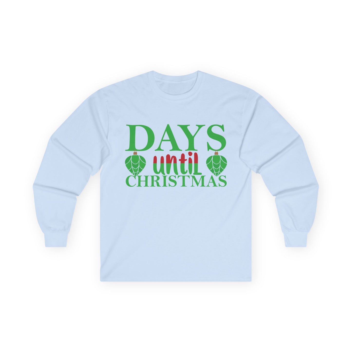 Christmas Countdown Long Sleeve Tee, Holiday Shirt, Unisex Christmas Apparel, Countdown to Christmas Gift, Seasonal T-Shirt