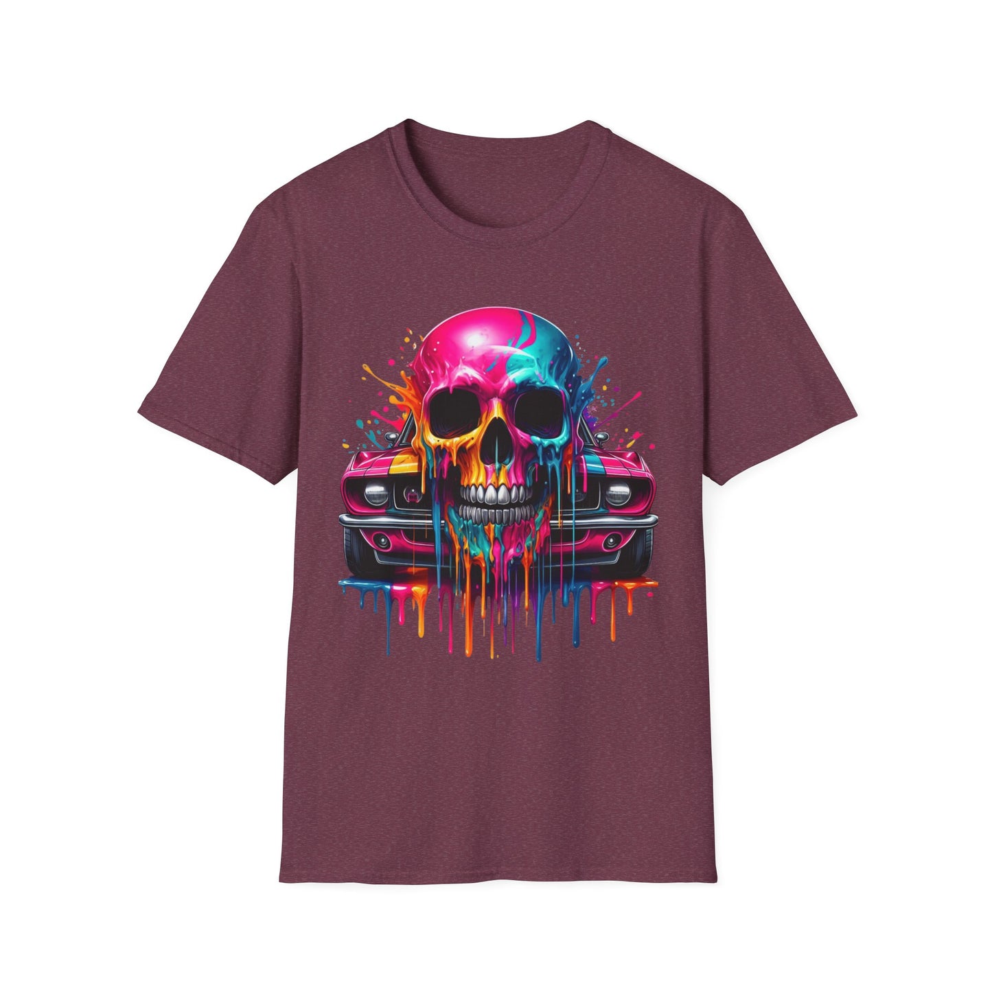 Vibrant Skull & Car Unisex Softstyle T-Shirt