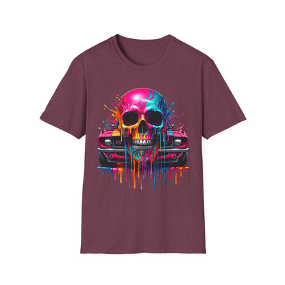 Vibrant Skull & Car Unisex Softstyle T-Shirt