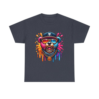 Vibrant Bear Graphic Unisex Heavy Cotton Tee - Casual Streetwear for Everyday Style