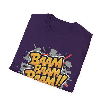 Bam Bam Bam Unisex Softstyle T-Shirt | Fun Graphic Tee for Casual Wear, Gift for Friends, Comic Fans, Birthday, Everyday Style