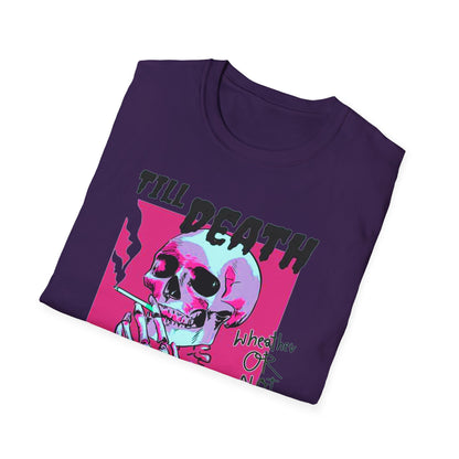 Till Death Unisex Softstyle T-Shirt - Trendy Skeleton Graphic Tee