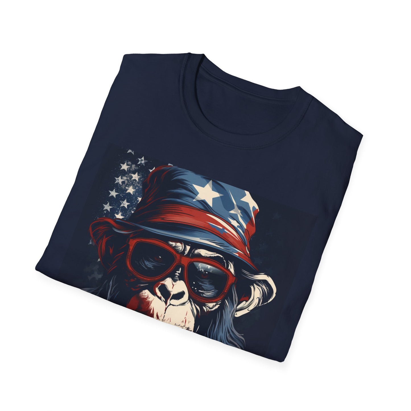 Patriotic Monkey Graphic T-Shirt, Fourth of July Tee, Summer Clothing, Unisex Casual Wear, Fun Gift for Animal Lovers, USA Pride Shirt