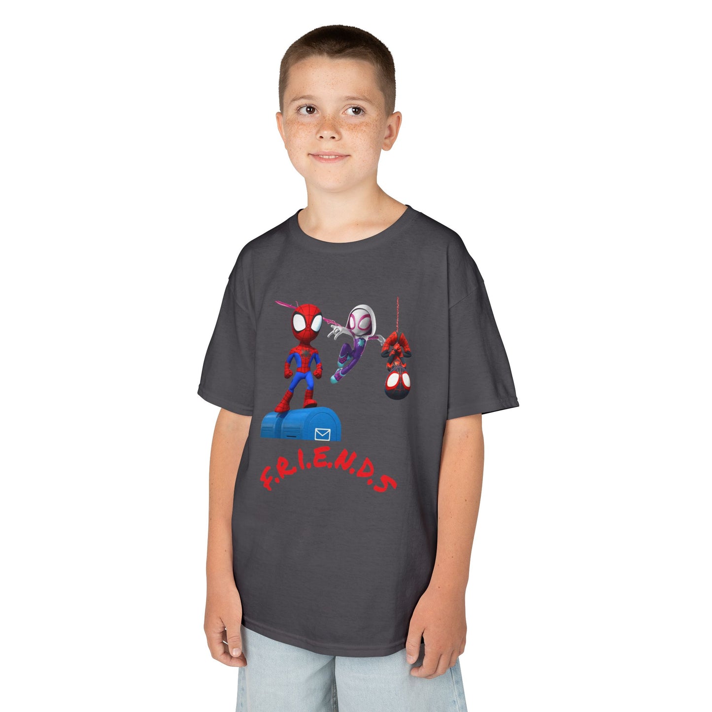 Kids' Friends Spider-Man Tee - Fun & Colorful Cotton T-Shirt for Young Superheroes