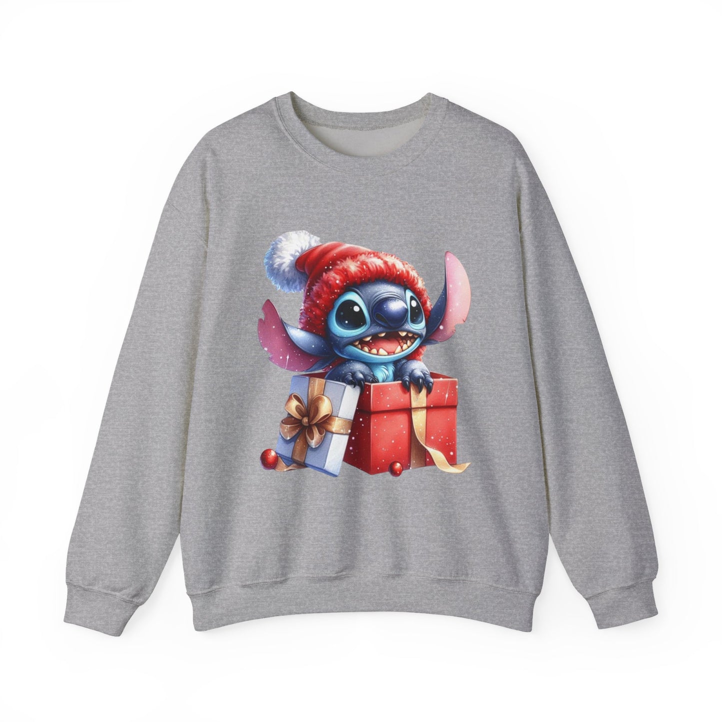 Christmas Stitch Sweatshirt – Cute Stitch in Santa Hat with Holiday Gifts
