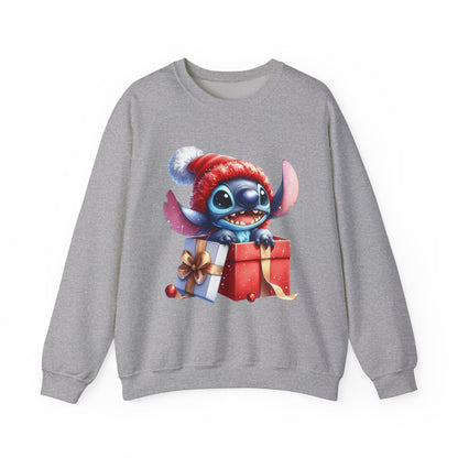 Christmas Stitch Sweatshirt – Cute Stitch in Santa Hat with Holiday Gifts