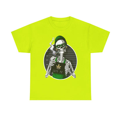 Edgy Skeleton Cannabis Tee | Unisex Heavy Cotton T-Shirt
