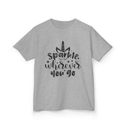 Sparkle Wherever You Go Kids Heavy Cotton Tee - Playful Unicorn Design