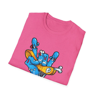 Street Art Unisex Softstyle T-Shirt with Colorful Skateboard Design