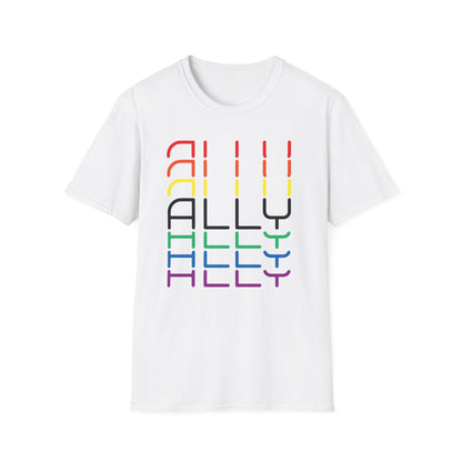 Pride Ally Unisex T-Shirt | Softstyle Tee for LGBTQ+ Support | Perfect for Pride Month, Festivals, or Everyday Wear