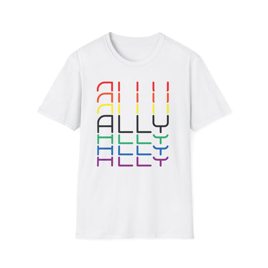 Pride Ally Unisex T-Shirt | Softstyle Tee for LGBTQ+ Support | Perfect for Pride Month, Festivals, or Everyday Wear