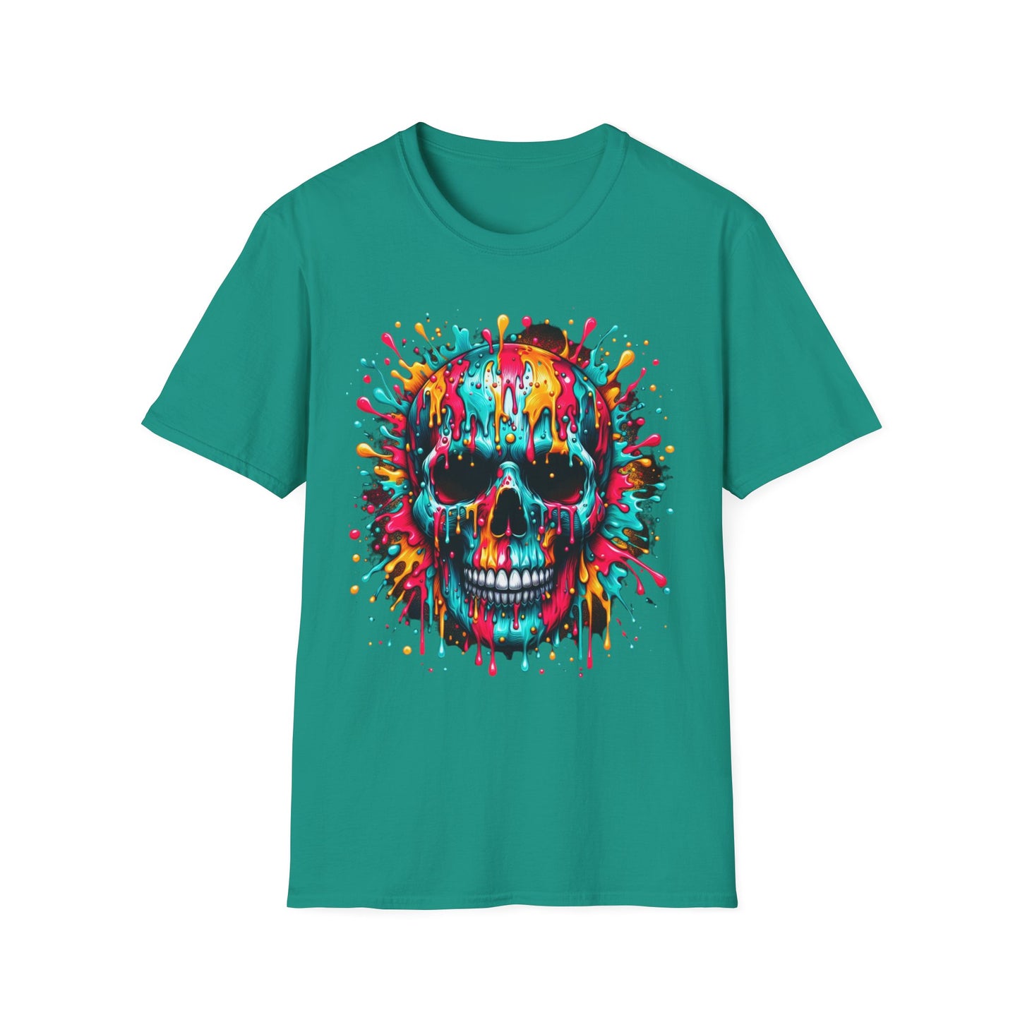 Colorful Drip Skull Unisex T-Shirt - Vibrant Graphic Tee for Art & Music Lovers