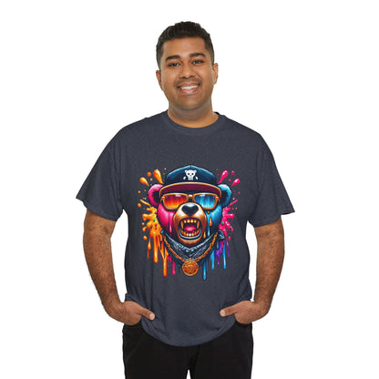 Vibrant Bear Graphic Unisex Heavy Cotton Tee - Casual Streetwear for Everyday Style