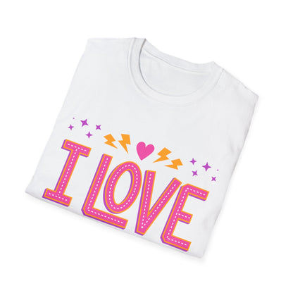 I Love Rock & Roll Unisex Softstyle T-Shirt - Vintage Music Tee, Concert Outfit, Music Lover Gift, Festival Shirt, Casual Everyday Wear