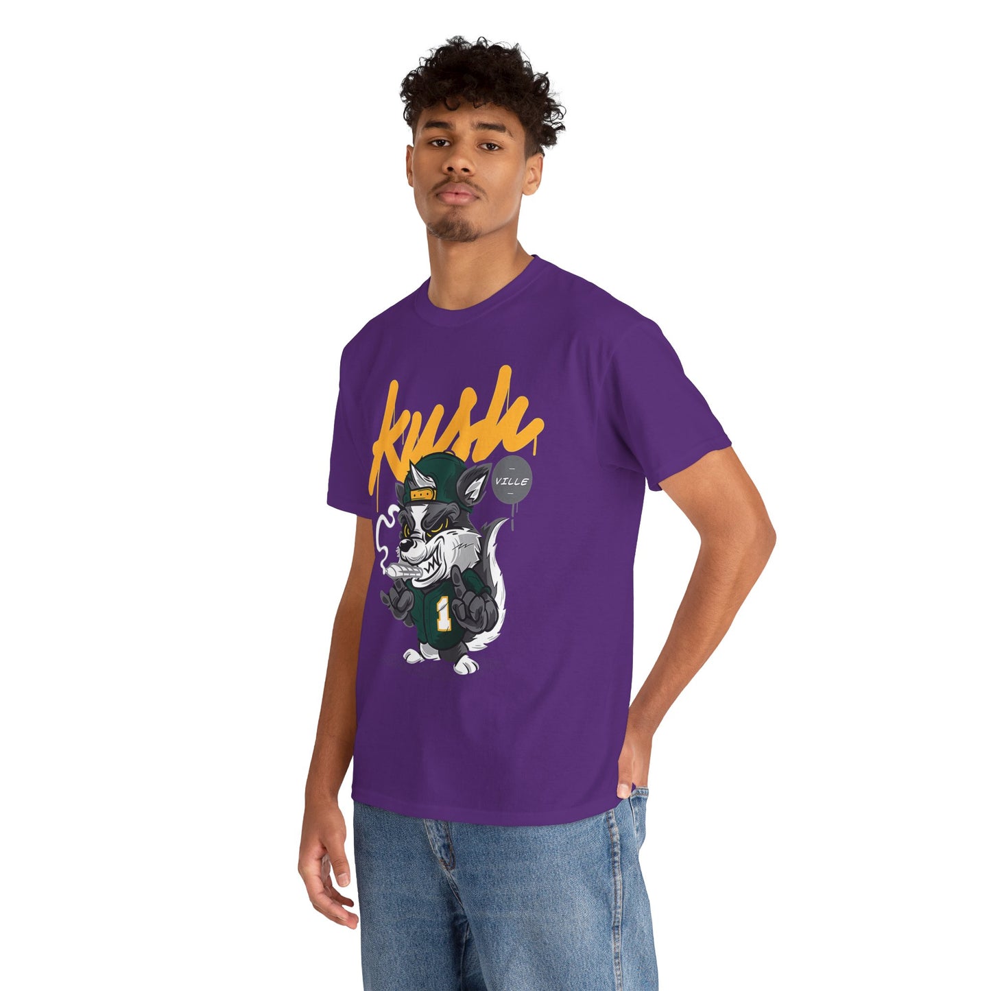 Street Style Unisex Heavy Cotton Tee - 'Kush Ville' Graphic Design