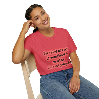 Funny Quote Unisex Softstyle T-Shirt - "I'm a mix of sweetheart & smartass"