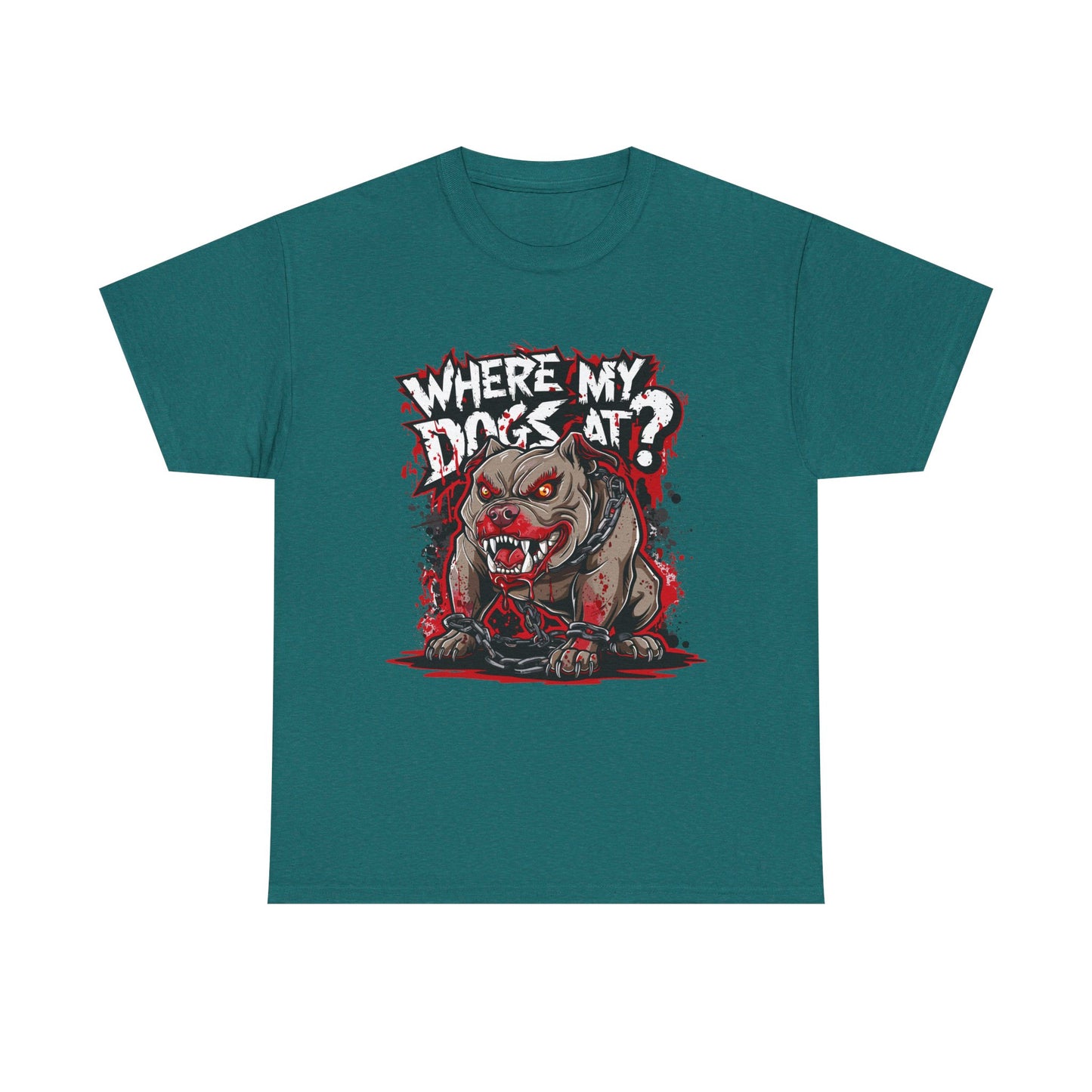 Unisex Graphic Tee - "Where My Dogs At?" Horror Style, Perfect for Halloween, Dog Lovers, Casual Wear