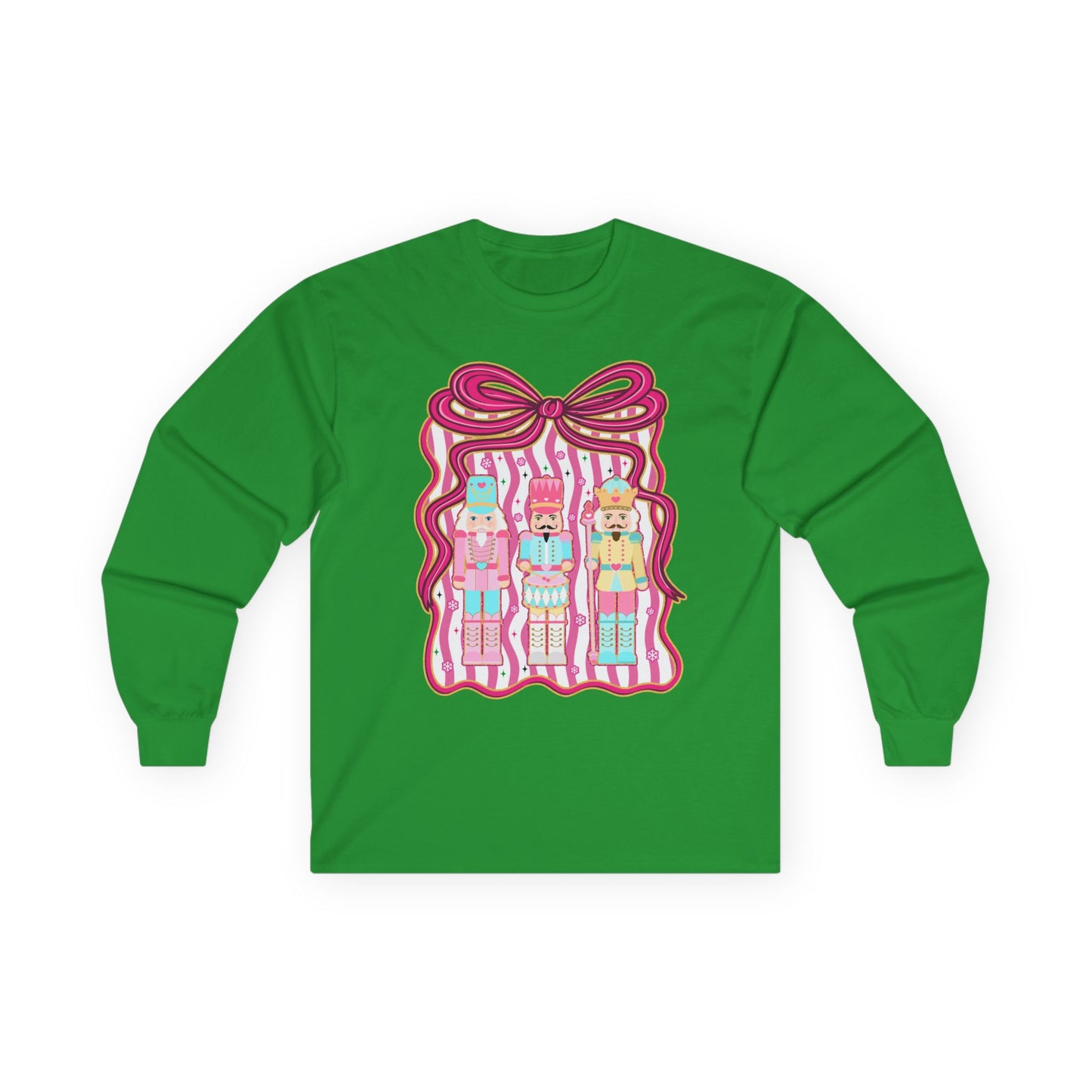 Long Sleeve Tee — Cute Kawaii Nutcracker Dolls with Bow Graphic