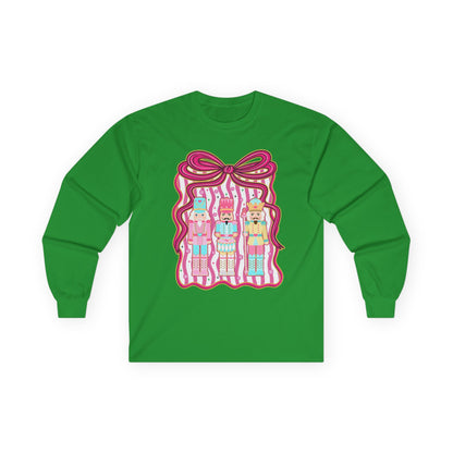 Long Sleeve Tee — Cute Kawaii Nutcracker Dolls with Bow Graphic
