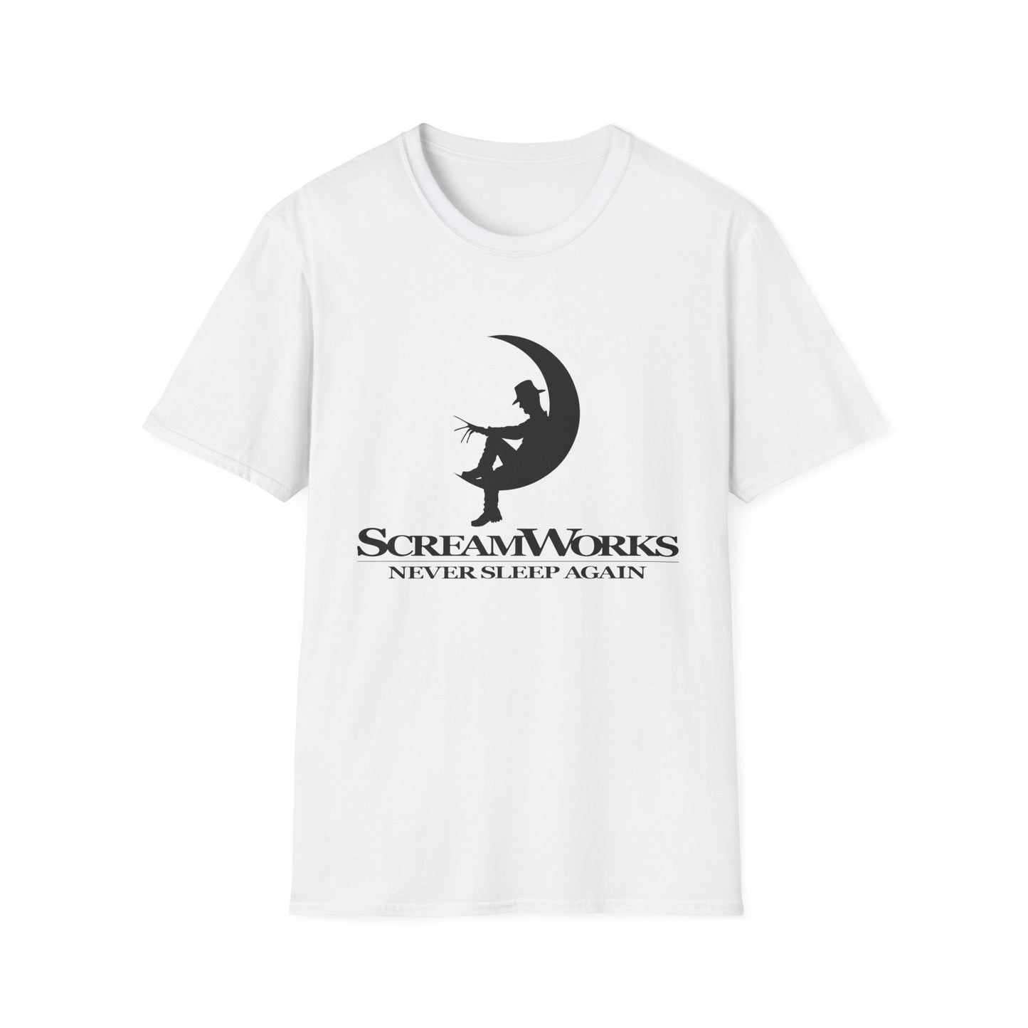 ScreamWorks Unisex Softstyle T-Shirt, Halloween Costume Shirt, Graphic Tee, Sleepover Wear, Spooky Gift Idea