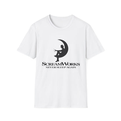 ScreamWorks Unisex Softstyle T-Shirt, Halloween Costume Shirt, Graphic Tee, Sleepover Wear, Spooky Gift Idea