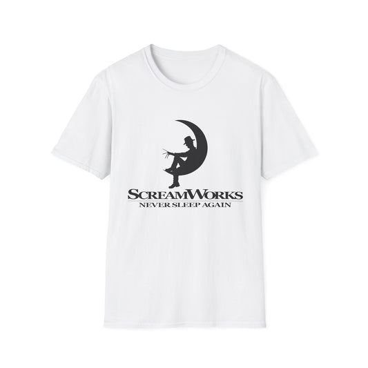 ScreamWorks Unisex Softstyle T-Shirt, Halloween Costume Shirt, Graphic Tee, Sleepover Wear, Spooky Gift Idea