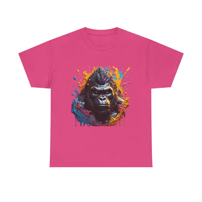 Colorful Gorilla Art Unisex Heavy Cotton Tee - Bold Graphic Tee for Animal Lovers